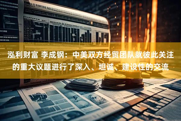 泓利财富 李成钢：中美双方经贸团队就彼此关注的重大议题进行了深入、坦诚、建设性的交流